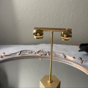 Vintage 24k gold brass round simple earrings